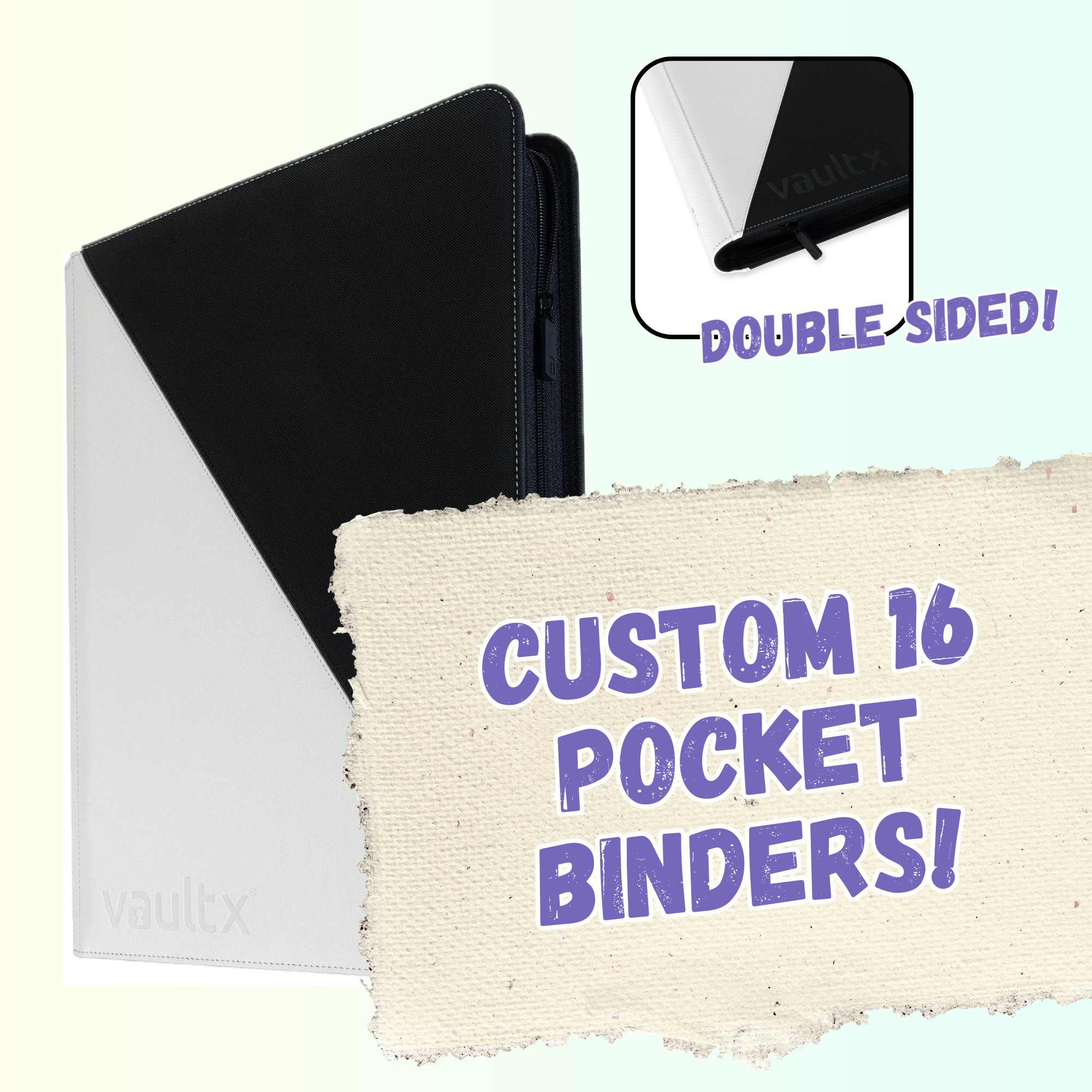 Custom Painted 16 Pocket Black and White TCG Binders