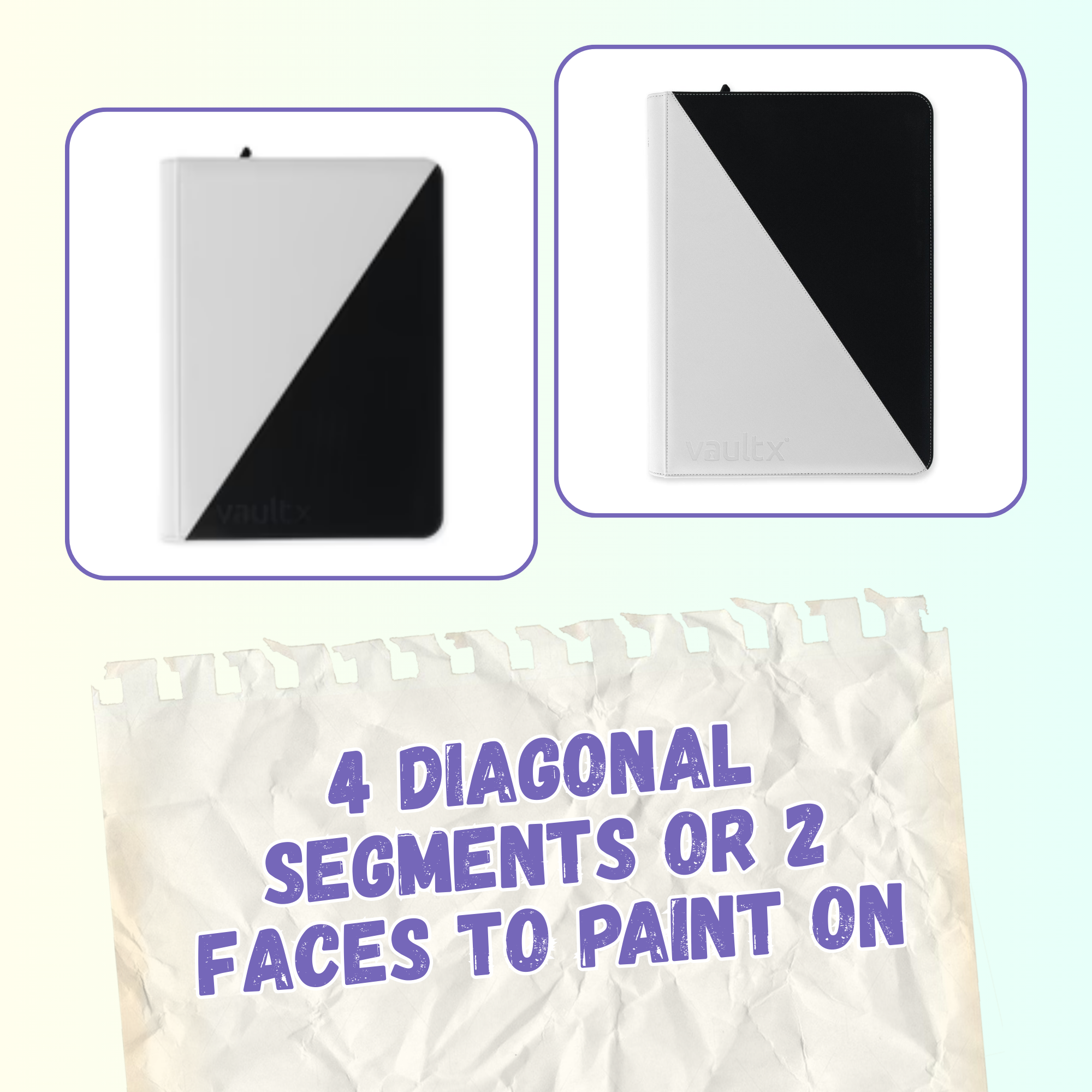 Custom Painted 16 Pocket Black and White TCG Binders